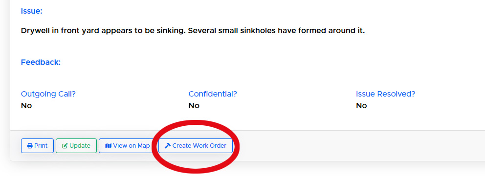 Phone call to work order form